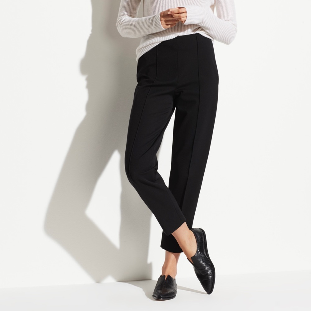 Vince Pintuck Stove Pipe XS Black VINCE high waisted ankle length trousers